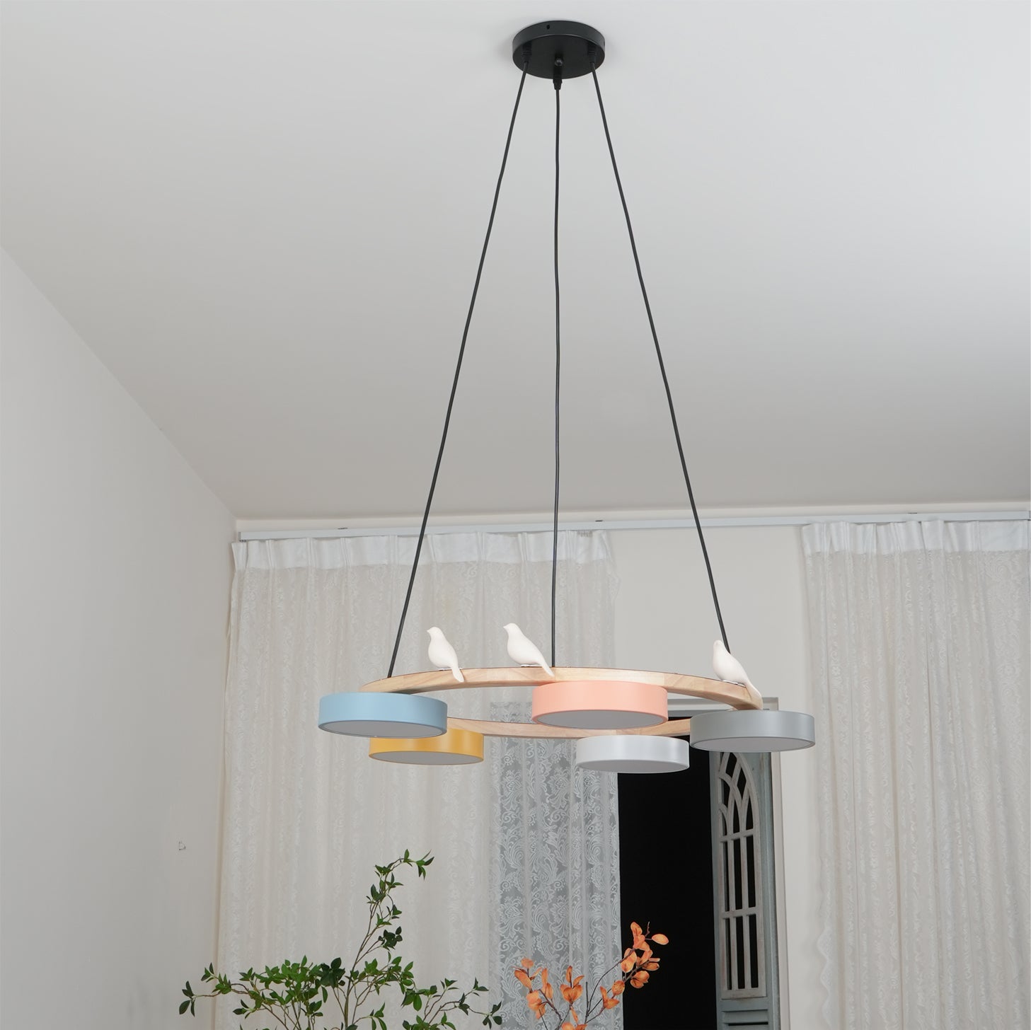 Lustre Bois Oiseau Rond – Design Naturel Scandinave, Sienna
