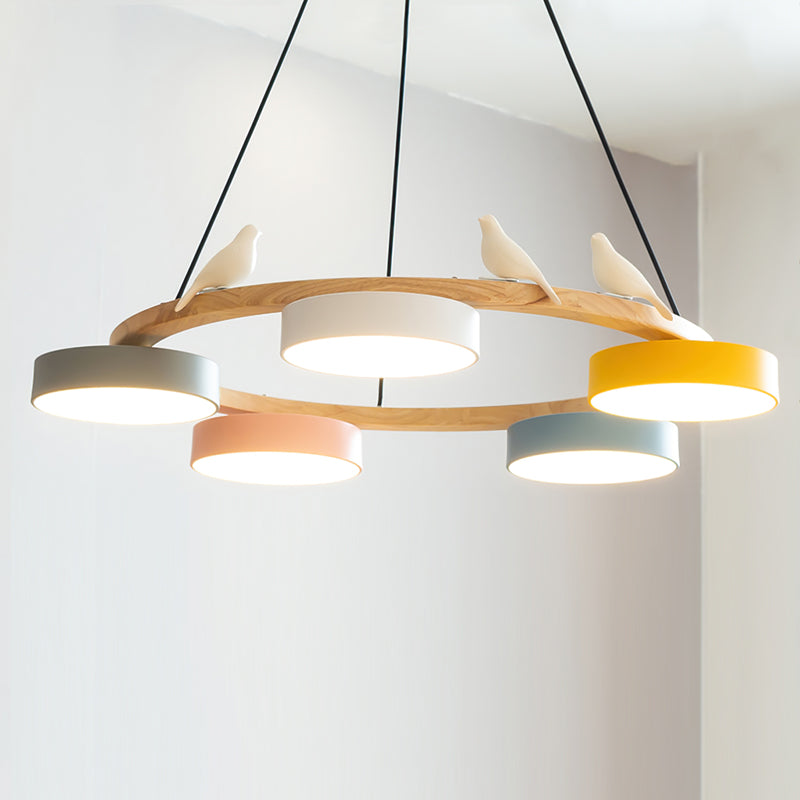Lustre Bois Oiseau Rond – Design Naturel Scandinave, Sienna