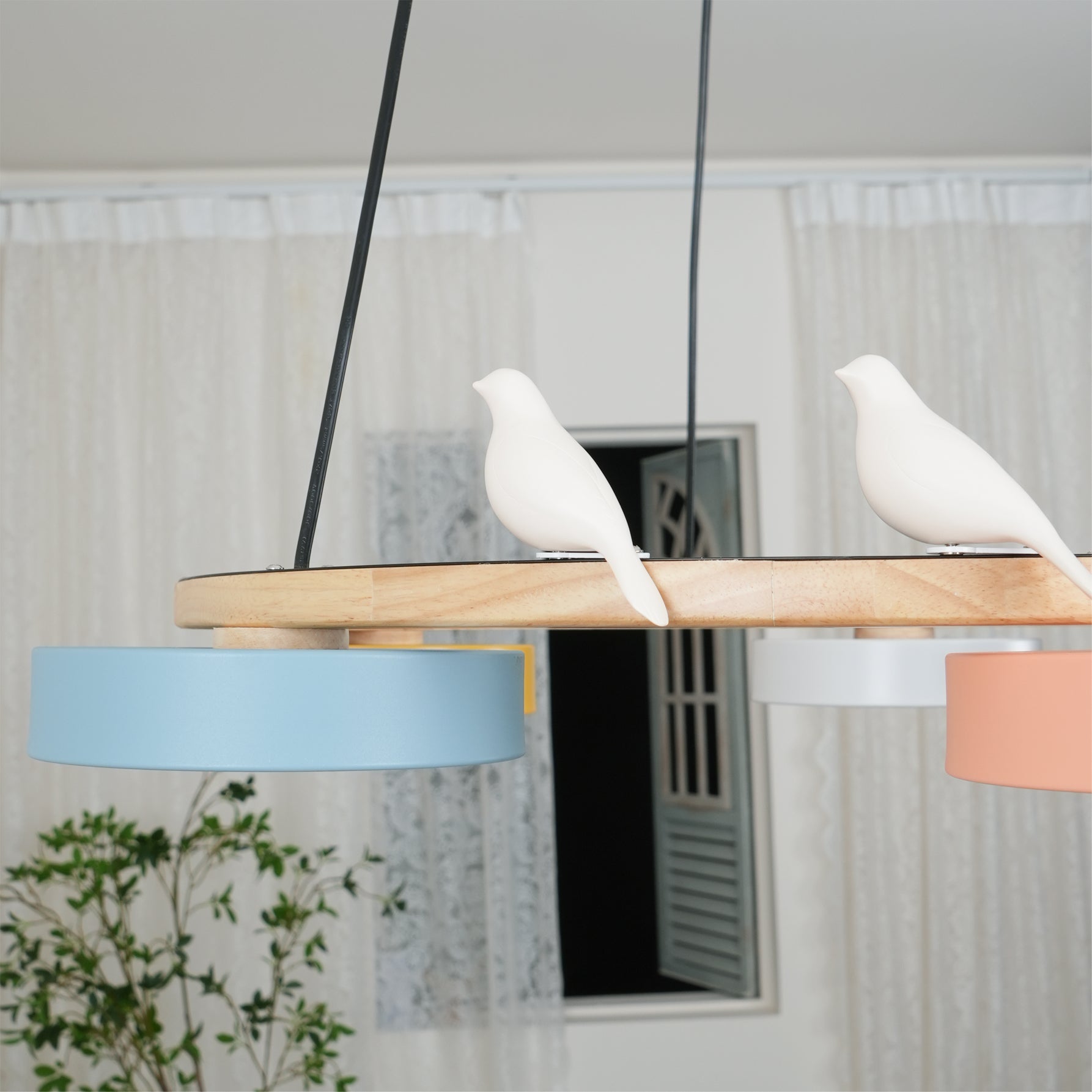 Lustre Bois Oiseau Rond – Design Naturel Scandinave, Sienna