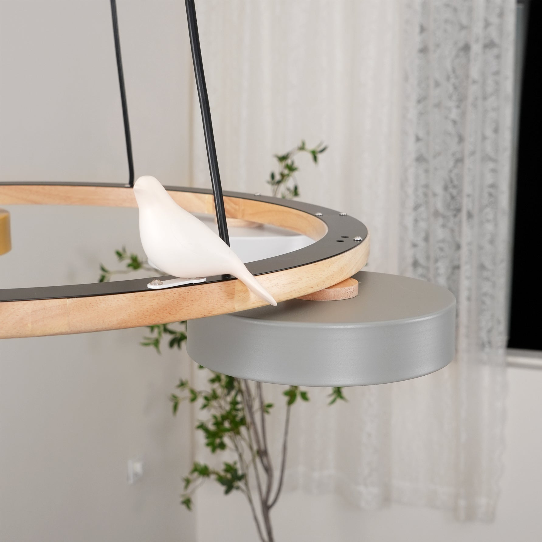 Lustre Bois Oiseau Rond – Design Naturel Scandinave, Sienna