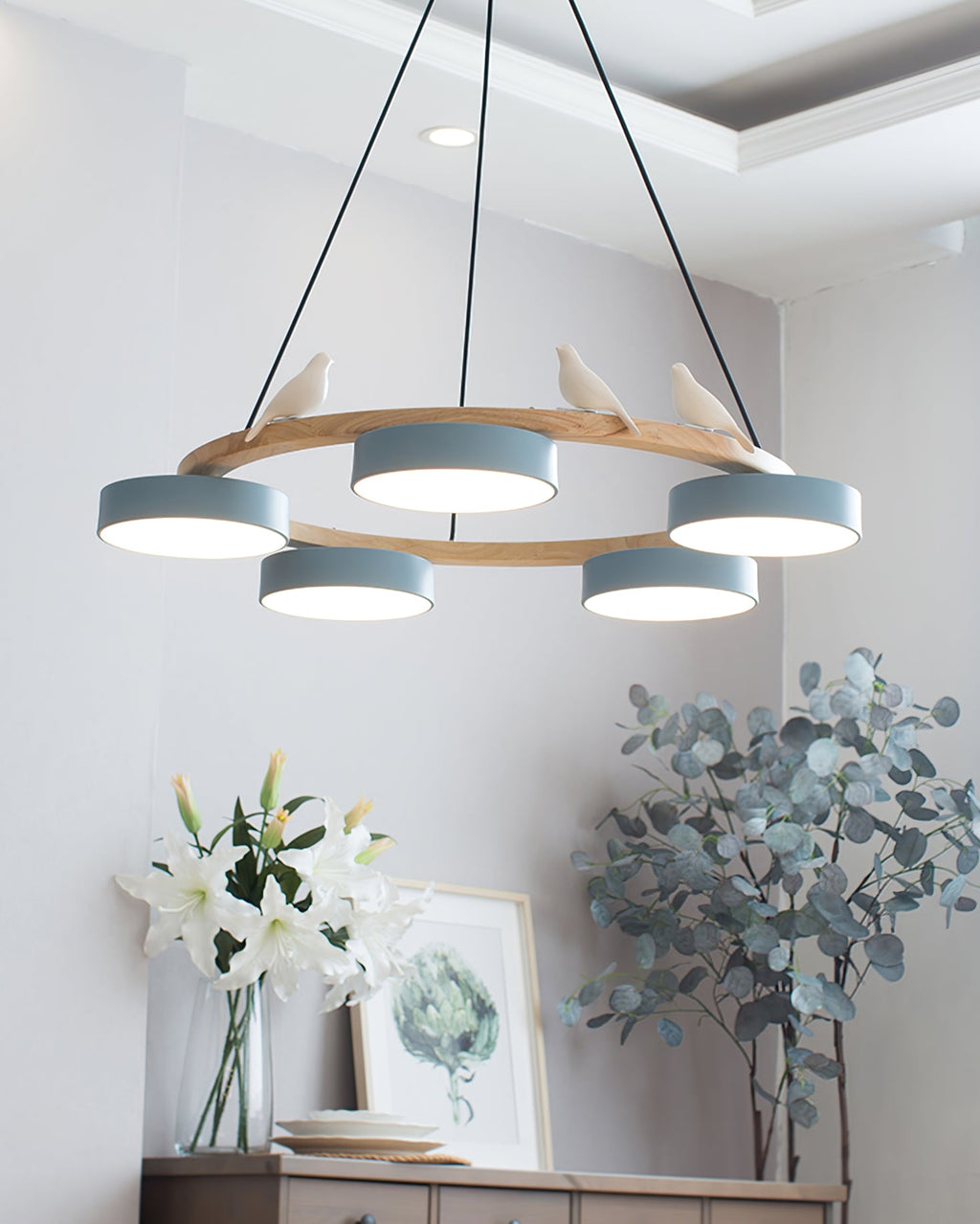 Lustre Bois Oiseau Rond – Design Naturel Scandinave, Sienna