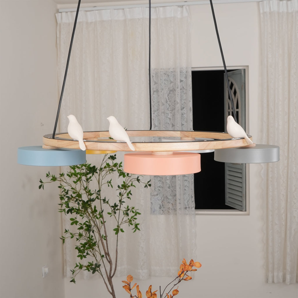 Lustre Bois Oiseau Rond – Design Naturel Scandinave, Sienna