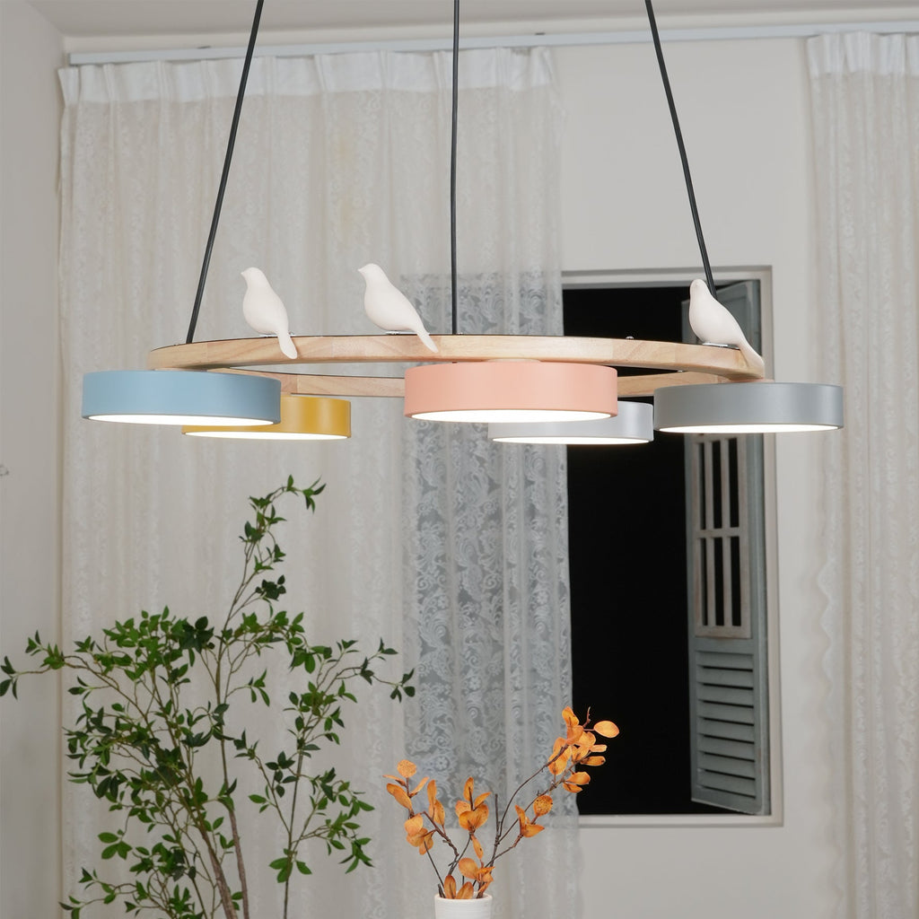 Lustre Bois Oiseau Rond – Design Naturel Scandinave, Sienna