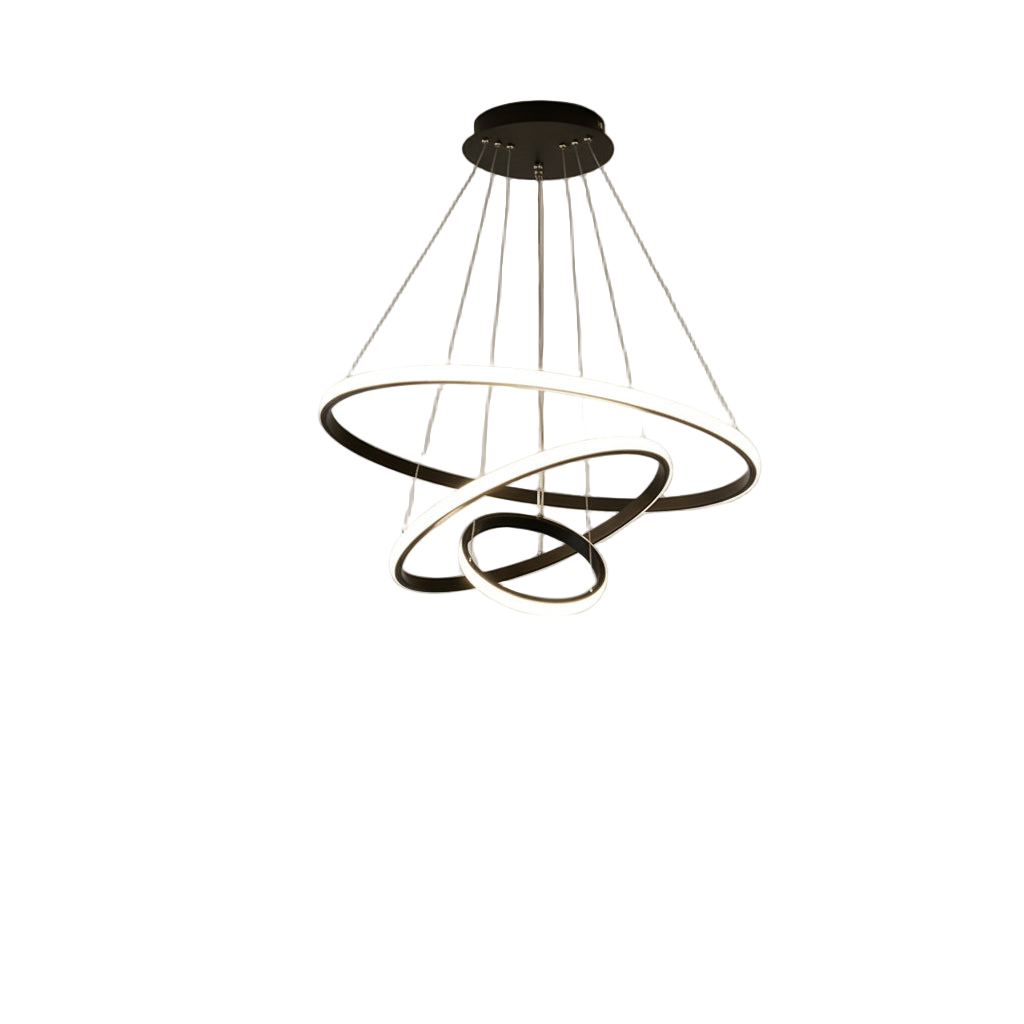 Suspension LED anneaux ajustables design moderne.