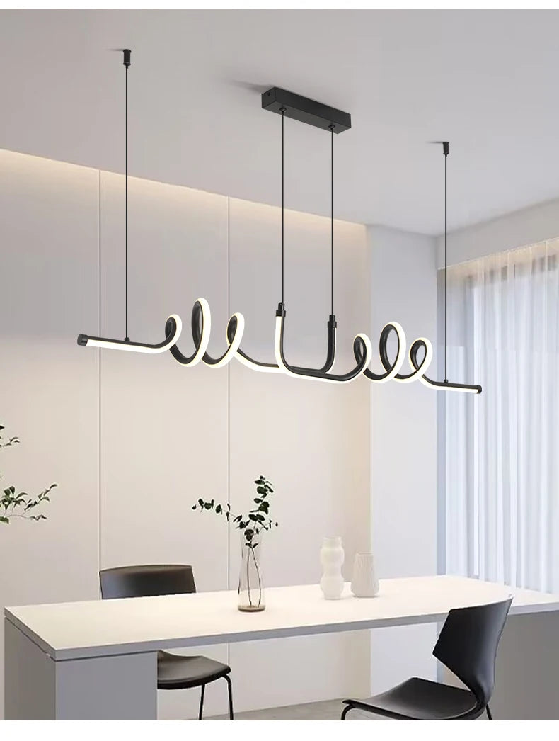 Suspension LED Ondulée Métal – Luminaire Minimaliste Design Salon