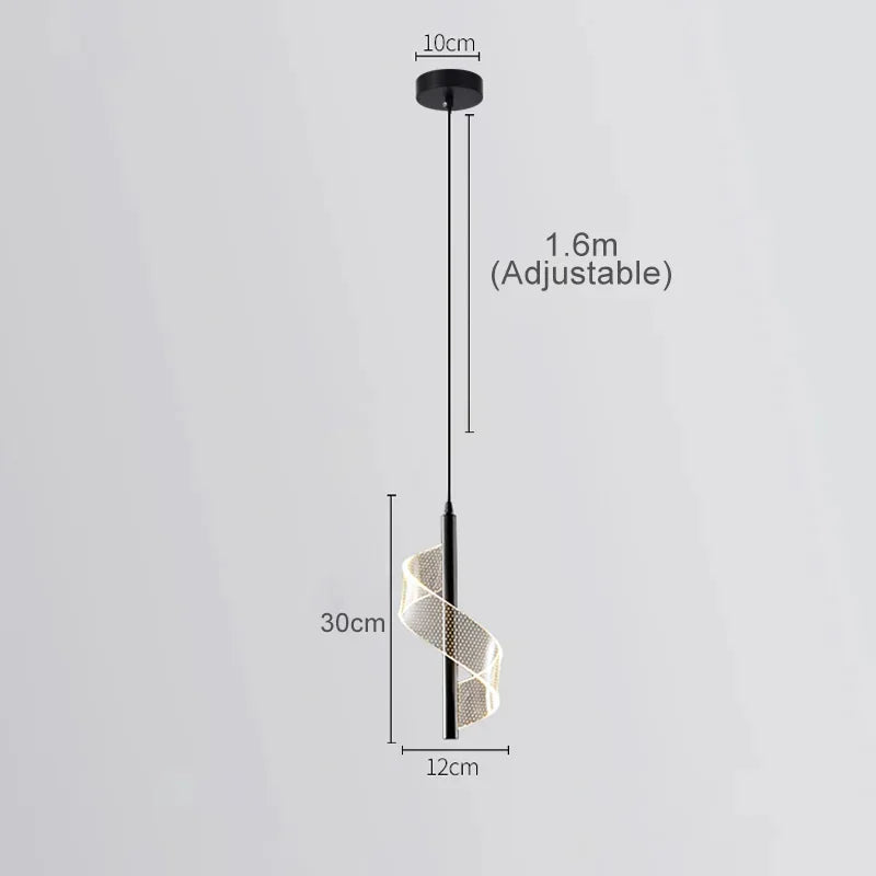 Suspension LED avec effet torsion lumineux contemporain.