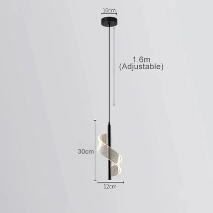 Suspension LED avec effet torsion lumineux contemporain.
