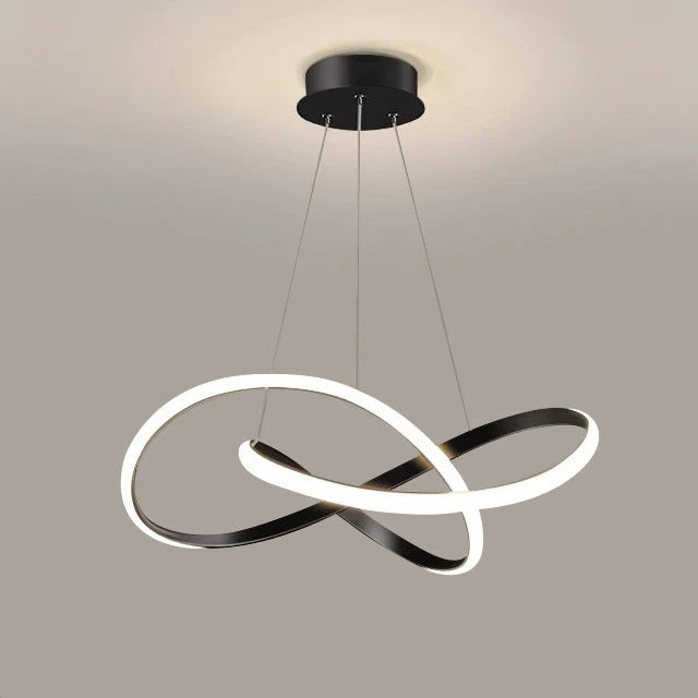 Lustre noir sculptural ideal salon moderne.