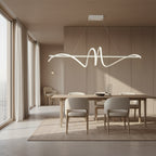 Suspension LED forme vague eclairage uniforme.
