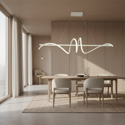 Suspension LED forme vague eclairage uniforme.