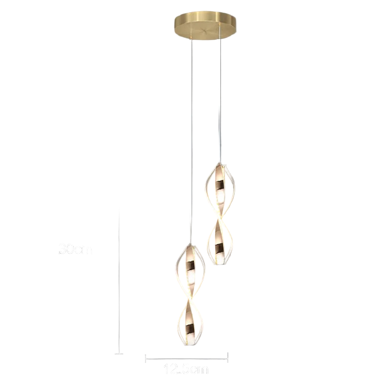 Suspension torsade en acrylique cristal offrant une lumiere elegante.