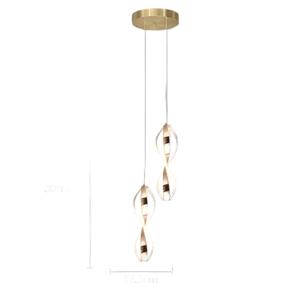 Suspension torsade en acrylique cristal offrant une lumiere elegante.