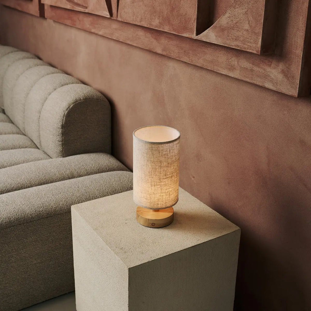 Lampe de Table en Bois Sans Fil Ben - Marron Clair, LED Rechargeable et Dimmable