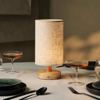 Lampe de Table en Bois Sans Fil Ben - Marron Clair, LED Rechargeable et Dimmable