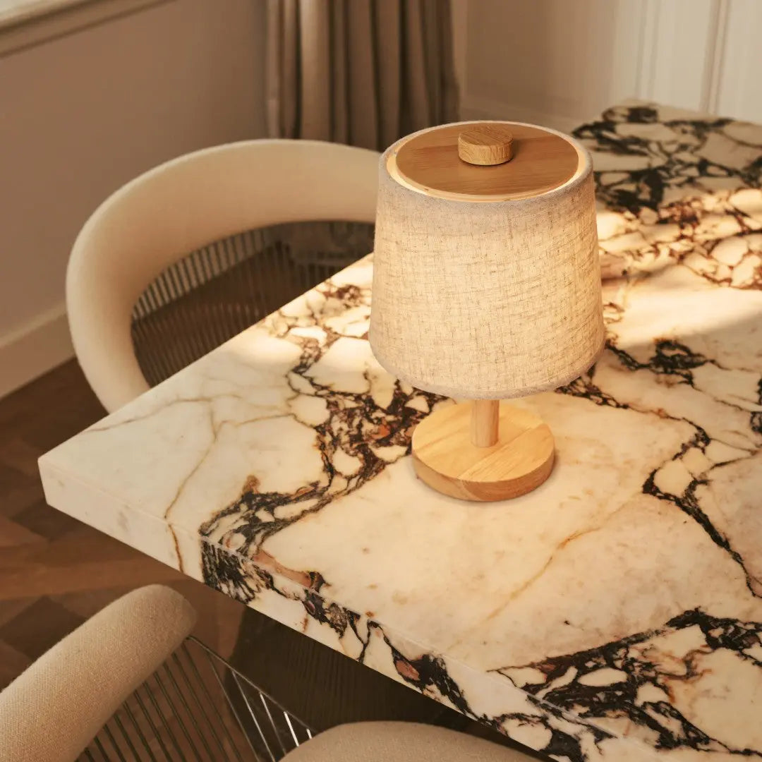 Lampe de Table en Bois Sans Fil Rover - Marron Clair, LED Rechargeable