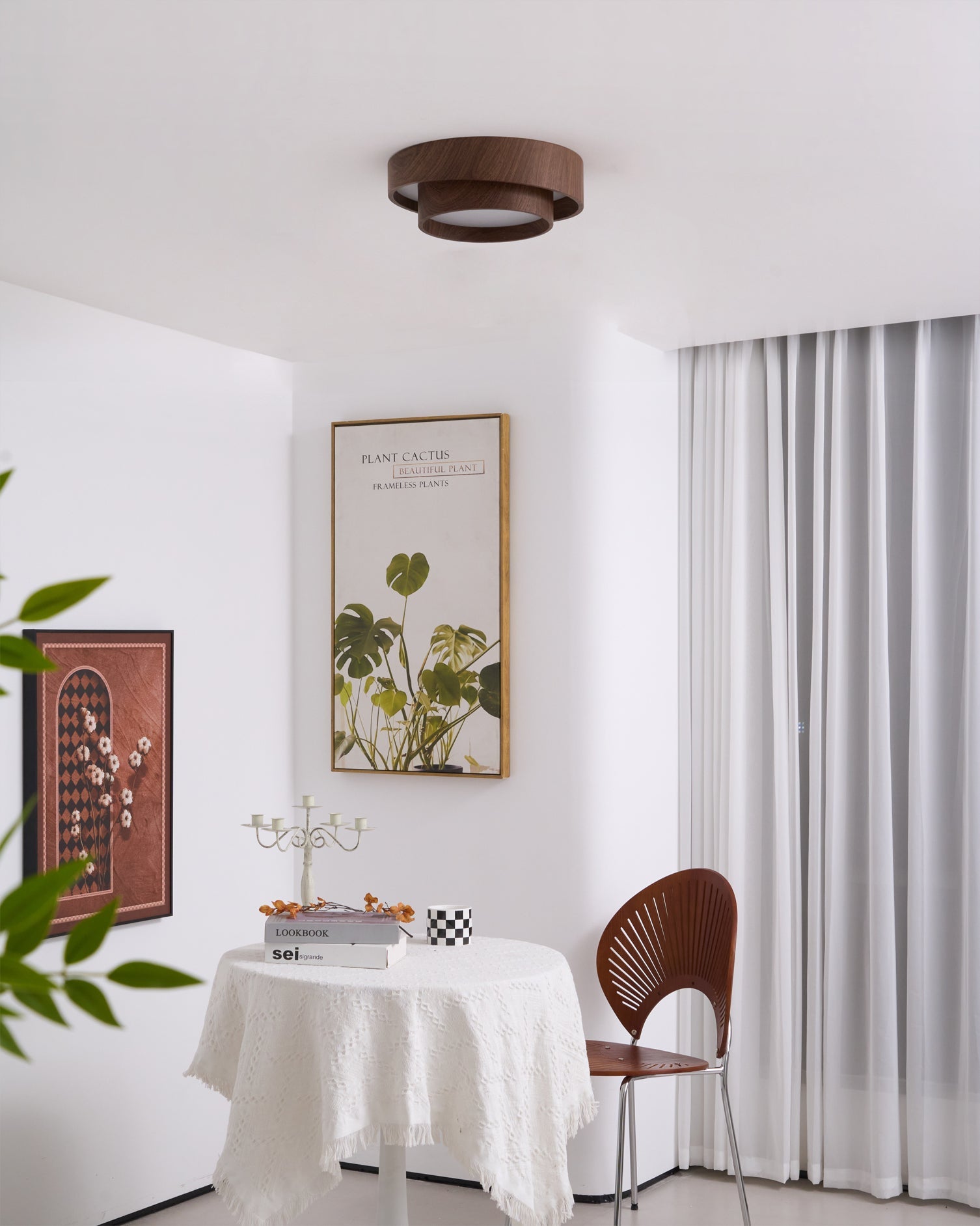 Plafonnier LED Bois Noyer