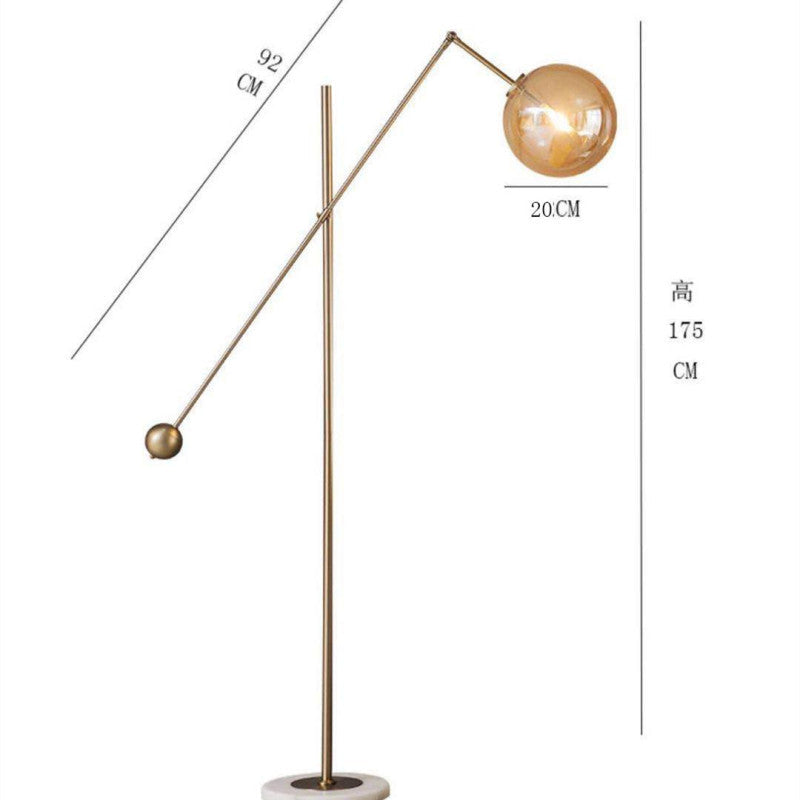 Lampadaire Globe Or Métal & Verre