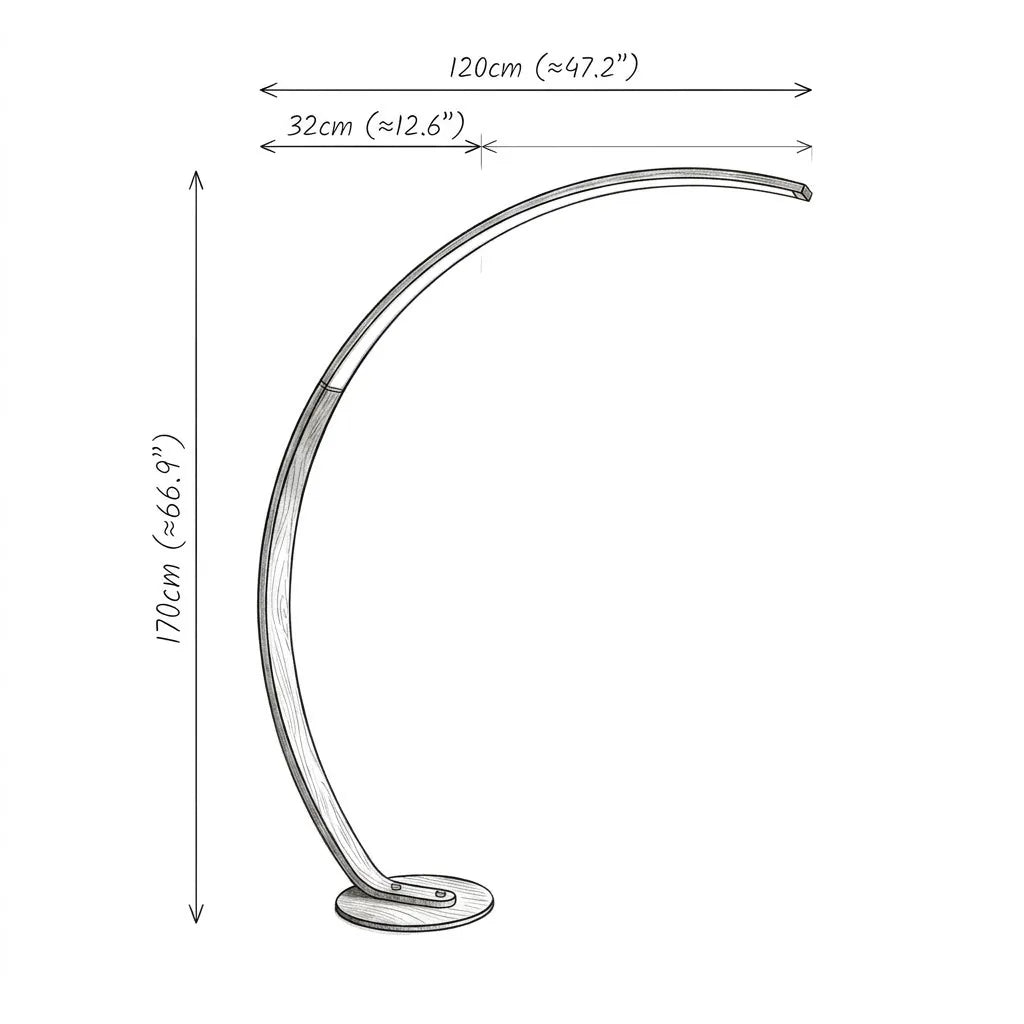 Lampadaire Acrylarc - Guide des tailles