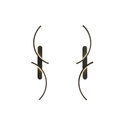 Deux appliques LED design courbé moderne en métal noir.