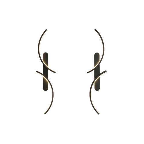 Deux appliques LED design courbé moderne en métal noir.