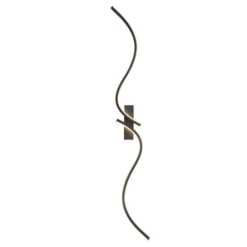 Applique murale LED longue ondulée installée sur un mur moderne.