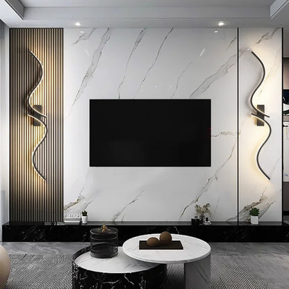 Vue latérale de l’applique LED moderne ondulée.