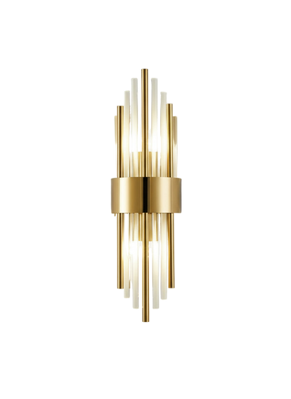 Applique murale LED en cristal vue de face, design moderne haut de gamme.