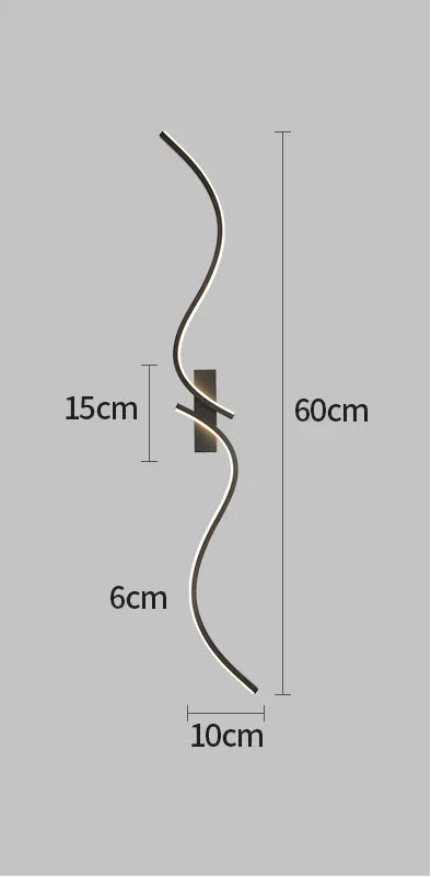 Applique murale LED moderne dotée d’une forme ondulée longue et d’un éclairage mural doux. 
