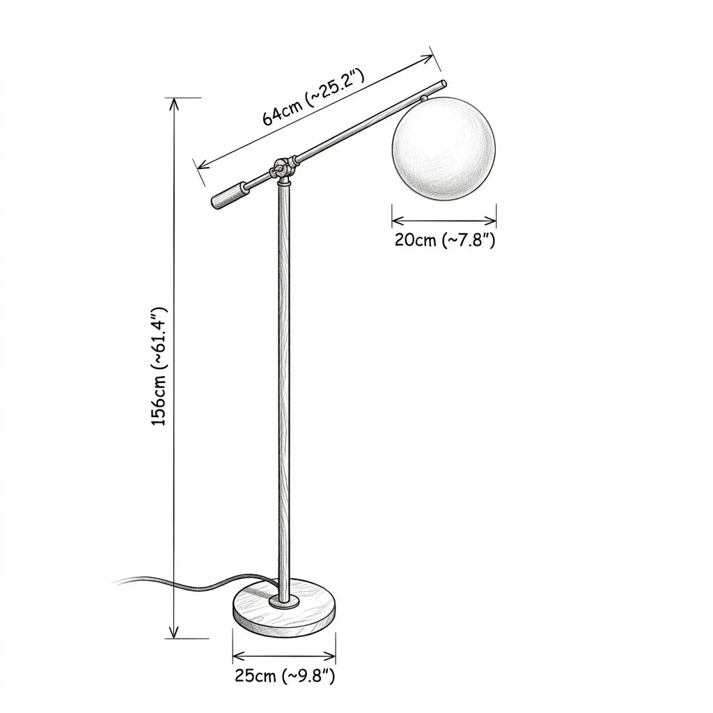 Lampadaire Sferador - Guide des tailles agrandi