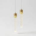 Suspension LED cristal doré bulles design luxe moderne salon