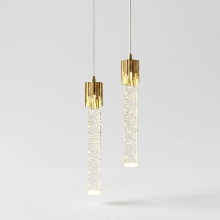 Suspension LED cristal doré bulles design luxe moderne salon