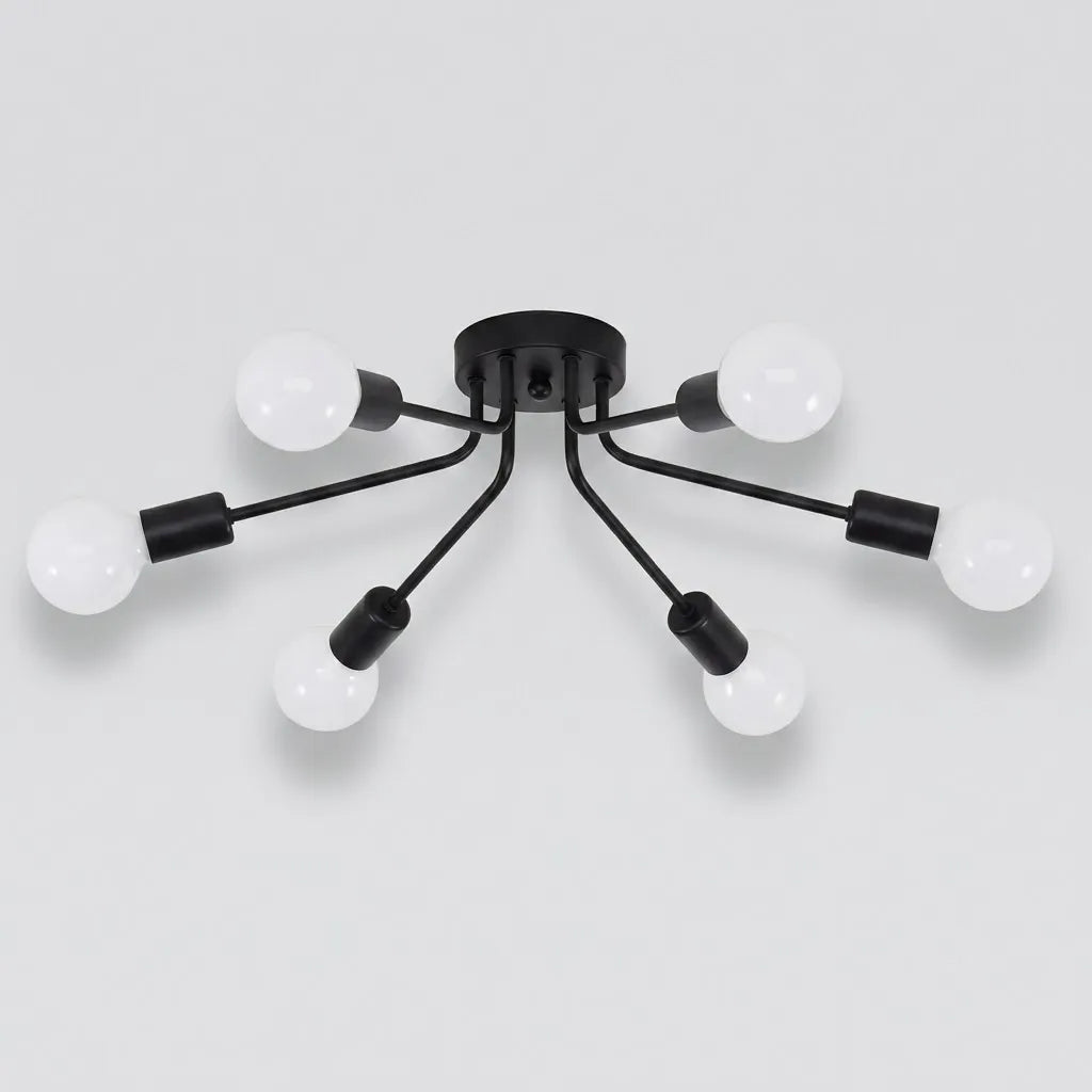 Plafonnier Spider LED métal noir design industriel minimaliste
