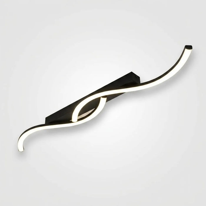 Plafonnier LED Ligne Ondulée métal noir design minimaliste moderne