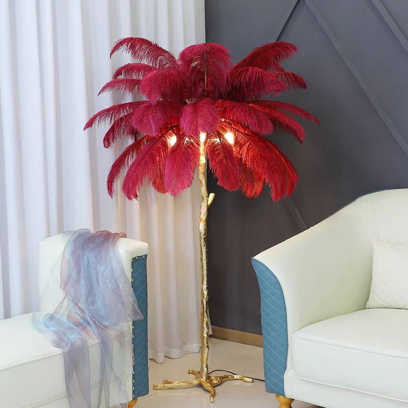 Lampadaire Fleur Plumes Coloré