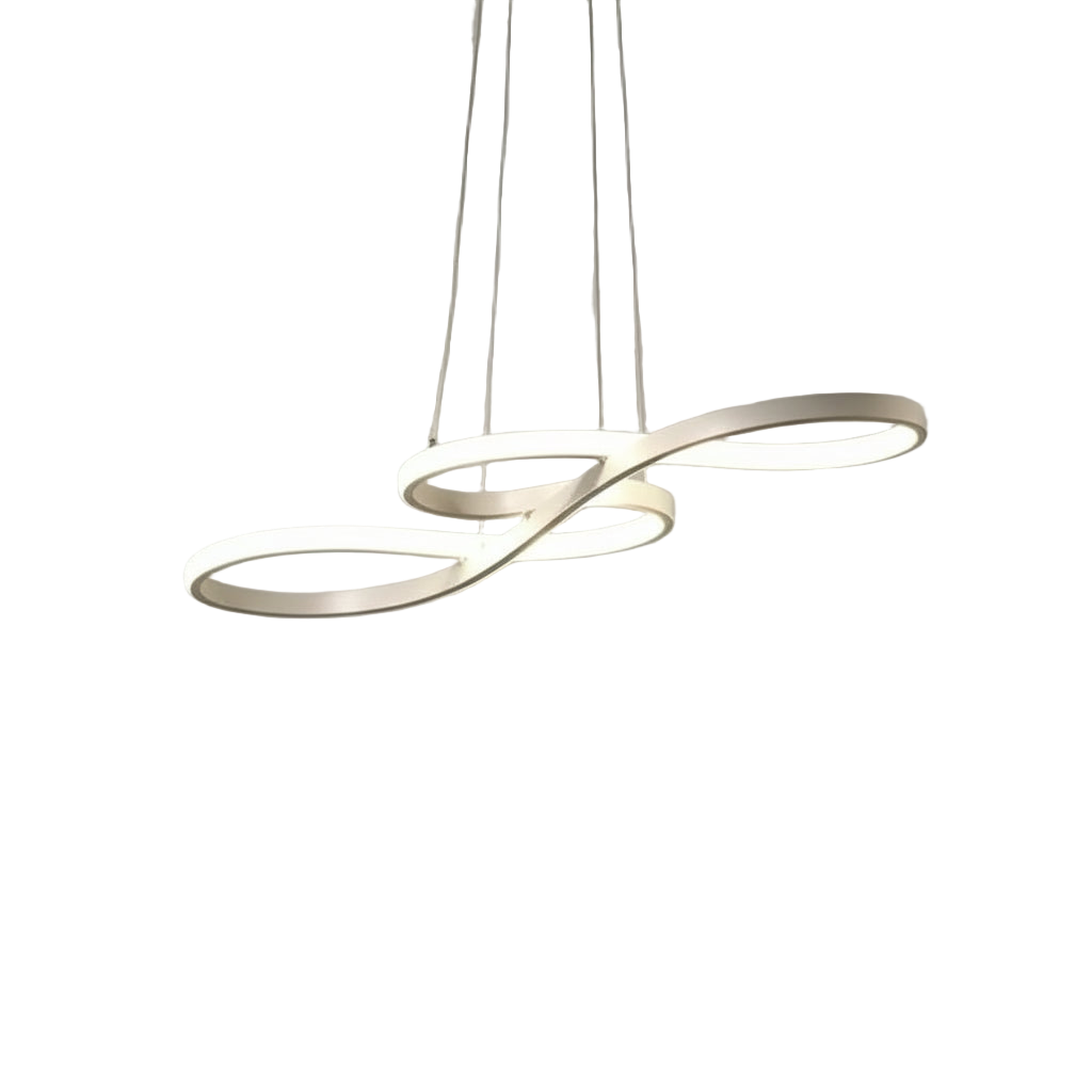 lustre LED Eclipse avec câbles ajustables en hauteur.