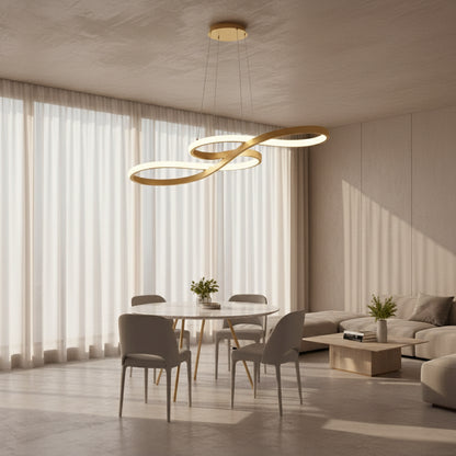 Lustre Eclipse finition or avec anneaux lumineux élégants