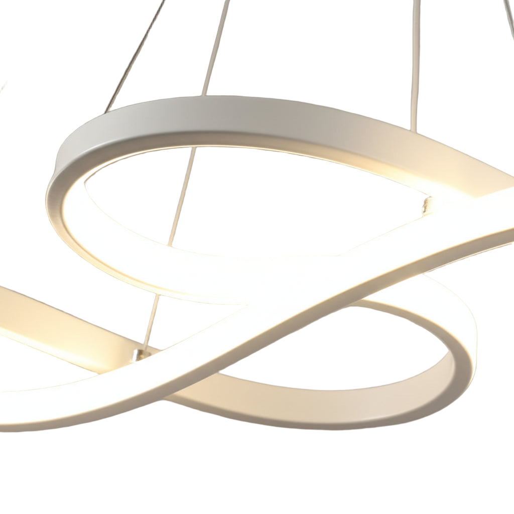 Détail du matériau aluminium du lustre LED Eclipse.