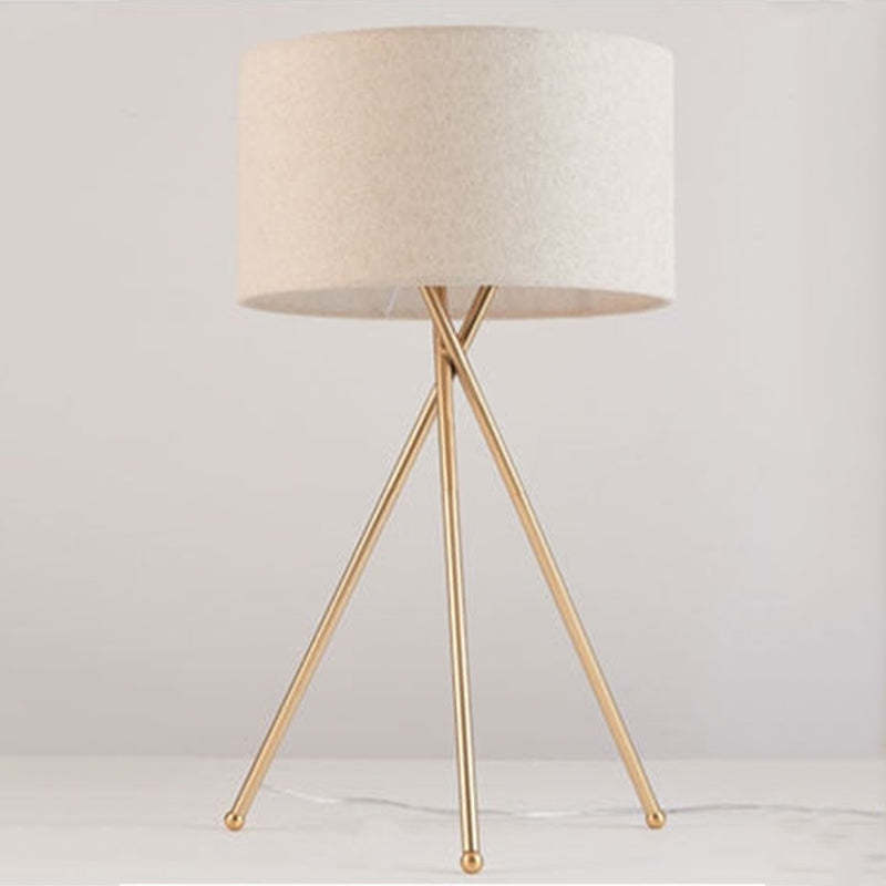 Lampadaire Cylindre Tissu Blanc 2-en-1