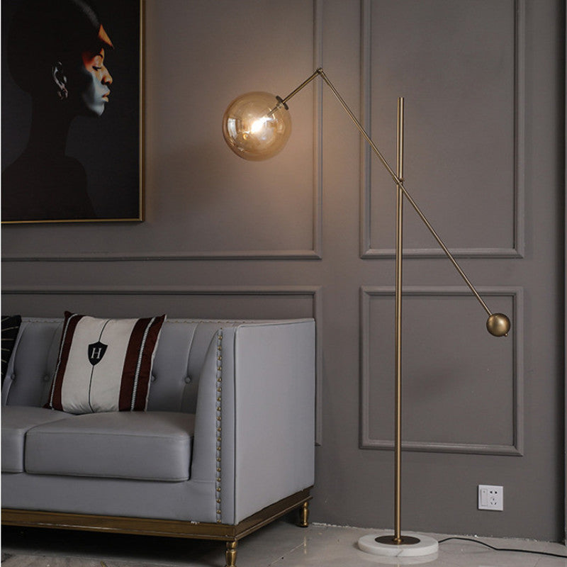 Lampadaire Globe Or Métal & Verre