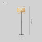 Lampadaire Rotin Anneaux Triple Bohème