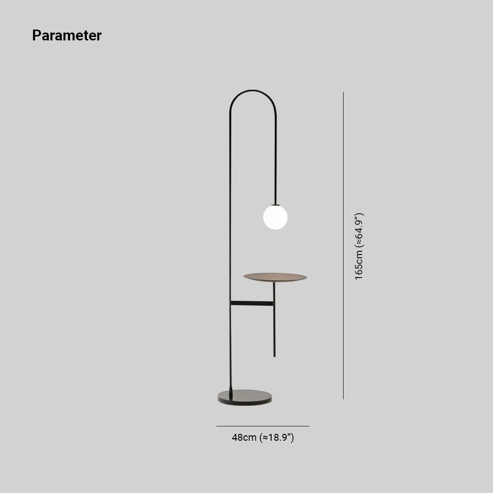 Lampadaire Marbre Verre Noir Tablette