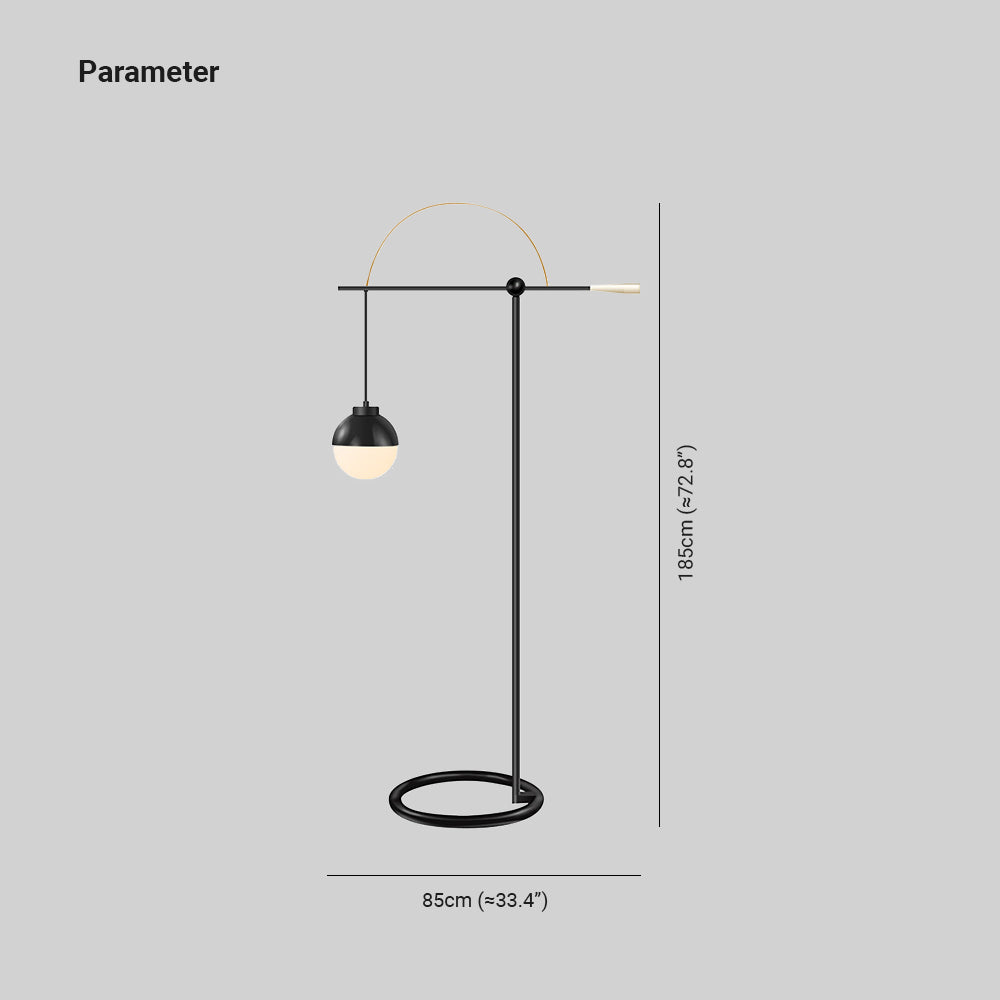 Lampadaire Rond Verre Noir 185cm