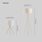 Lampadaire Cylindre Tissu Blanc 2-en-1
