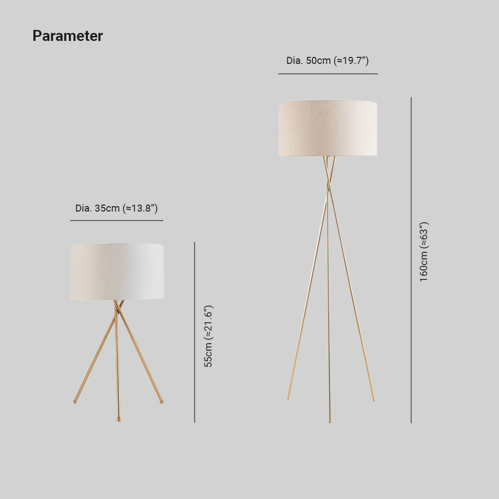 Lampadaire Cylindre Tissu Blanc 2-en-1
