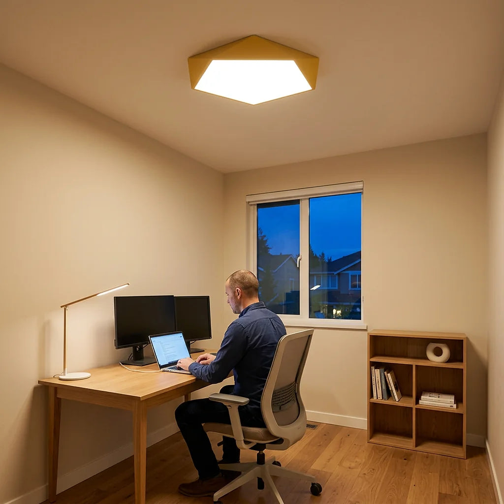 Plafonnier Géokolor dans un bureau, Jaune
