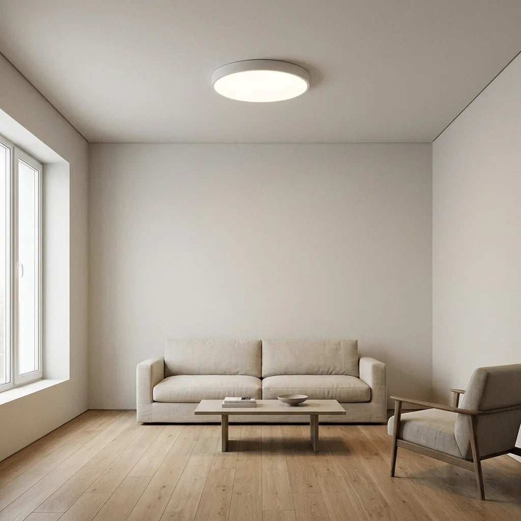 Plafonnier Izoriel dans un salon, blanc