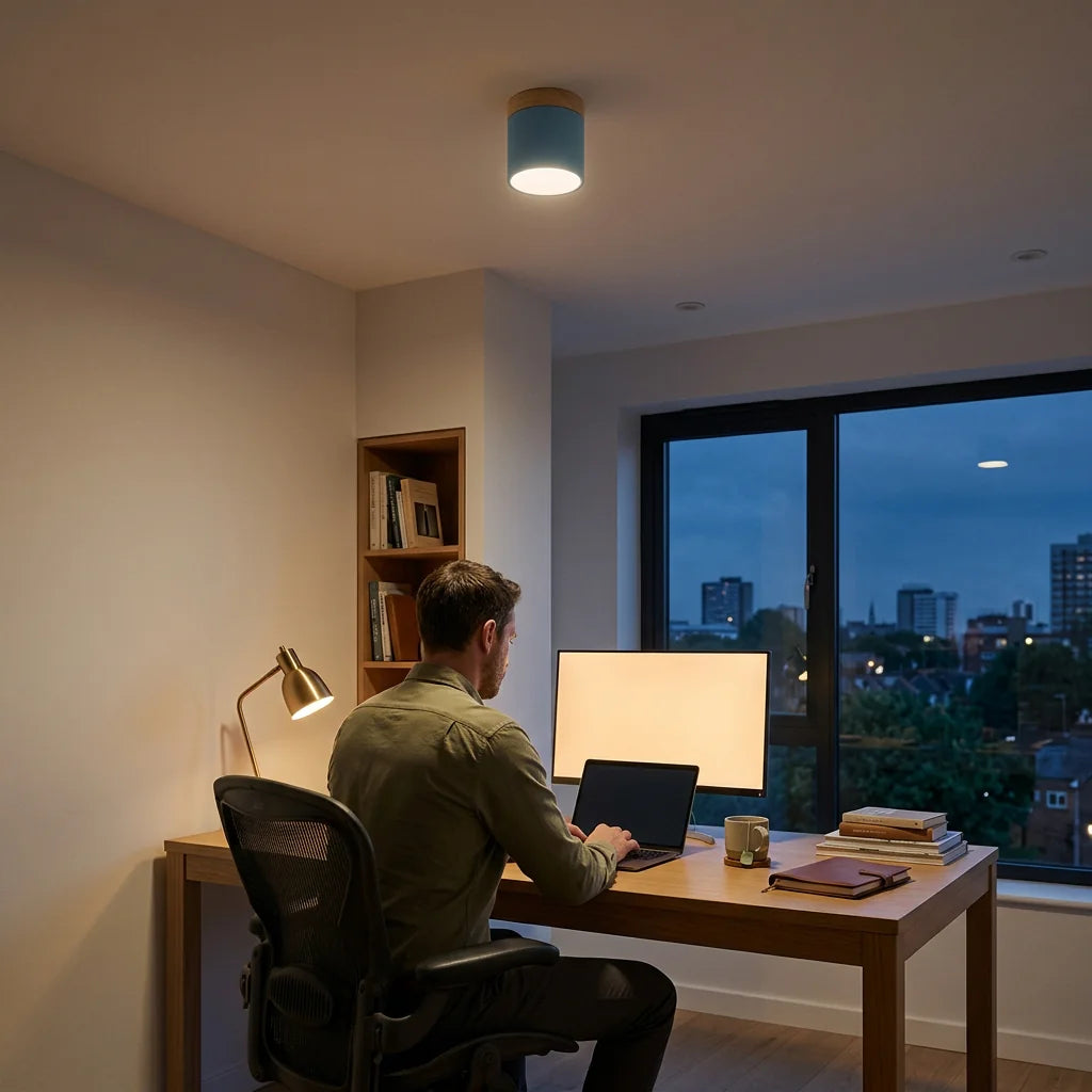Plafonnier Jojo dans un bureau, bleu