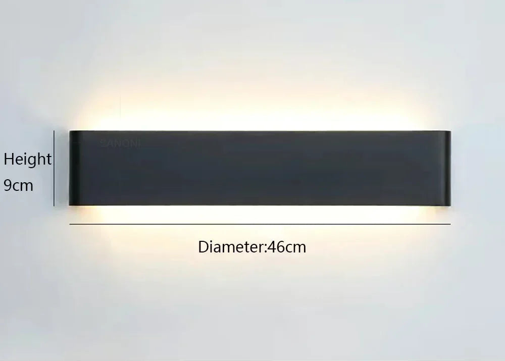 eclairage mural interieur noir dimensions visibles
