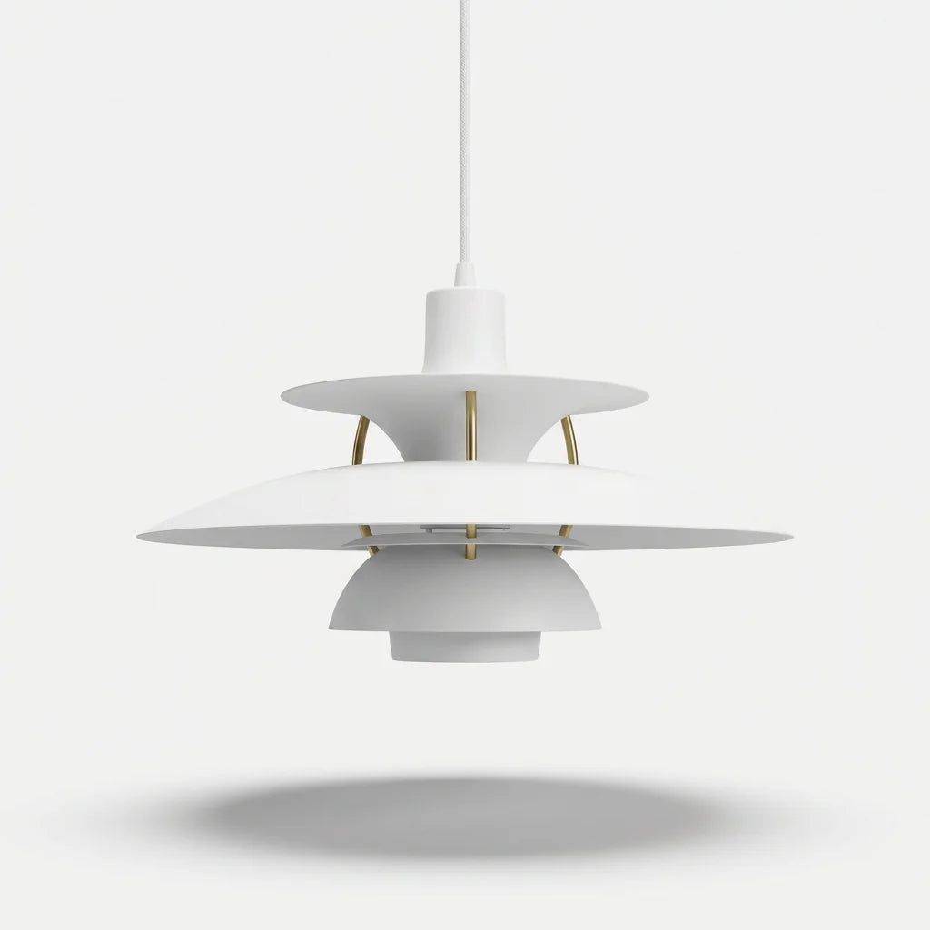 Suspension Macarel blanc moderne, packshot catalogue