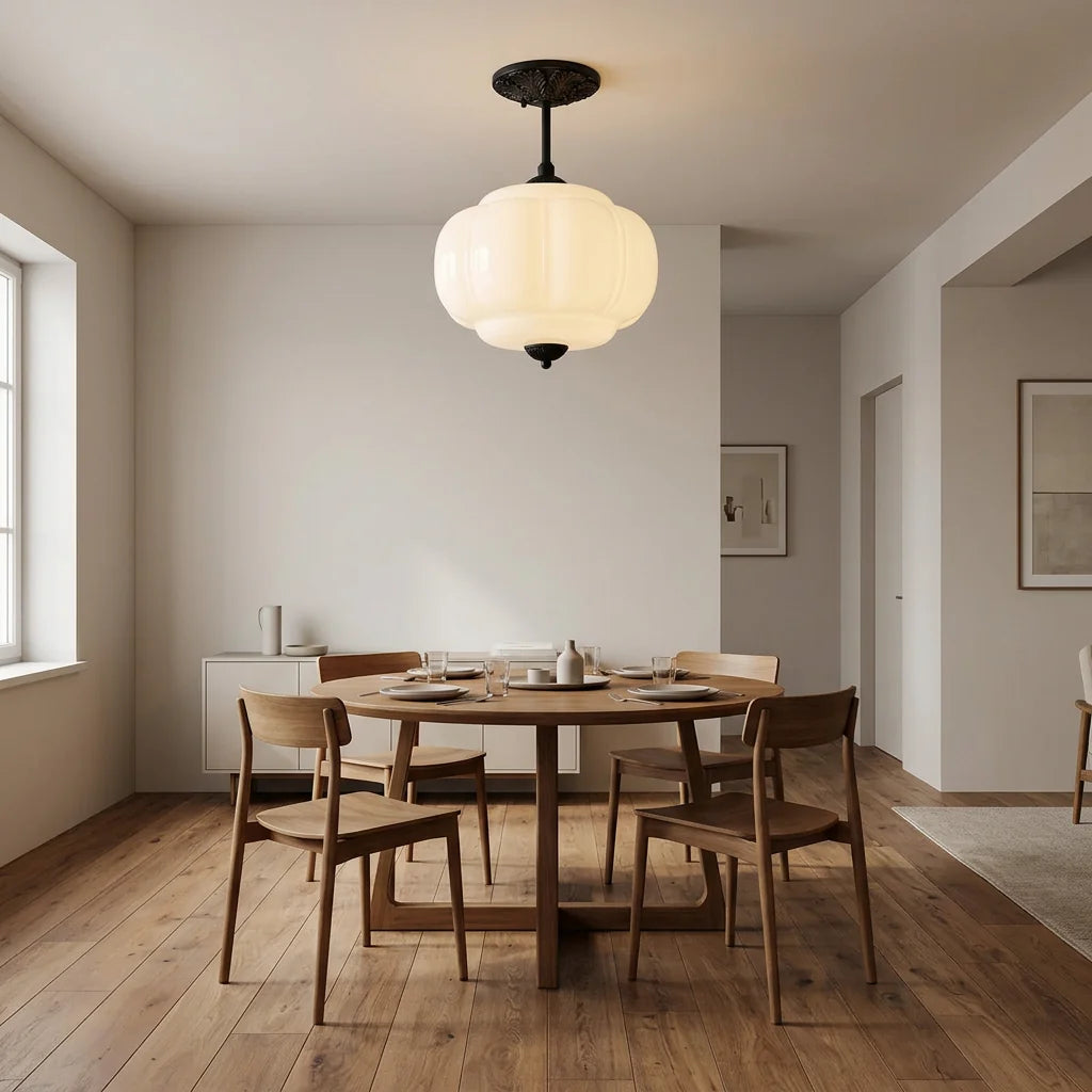 Plafonnier Maravine dans une salle à manger, Noir & Blanc